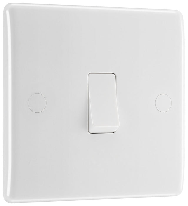 BG 812 White Round Edge Single Light Switch 10A - westbasedirect.com