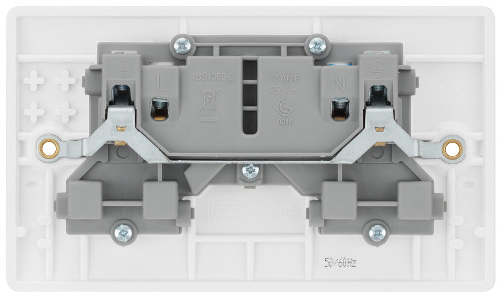 BG 822 White Round Edge 13A SP Double Socket - westbasedirect.com