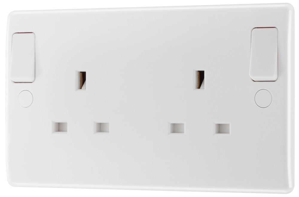 BG 822DPOB White Round Edge 13A DP Double Socket + Outboard Rockers - westbasedirect.com