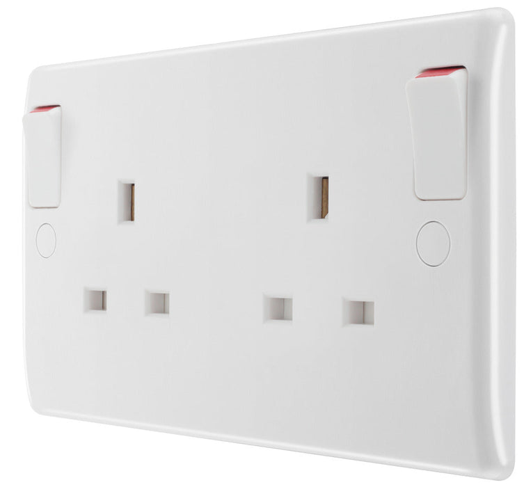 BG 822DPOB White Round Edge 13A DP Double Socket + Outboard Rockers - westbasedirect.com