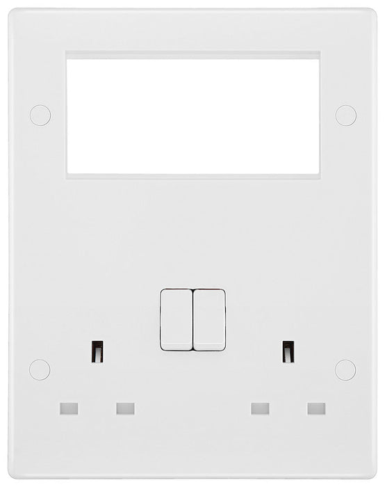 BG 822EM4 White Round Edge 13A DP Double Socket & Quad Euro Module - westbasedirect.com