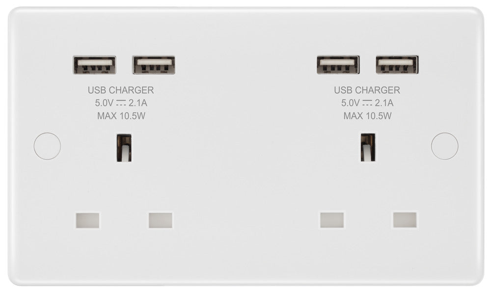 BG 824U44 White Round Edge 13A Double Socket + 4x USB - westbasedirect.com
