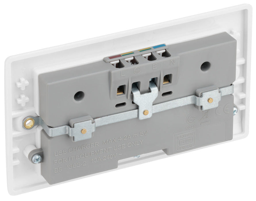 BG 824U44 White Round Edge 13A Double Socket + 4x USB - westbasedirect.com