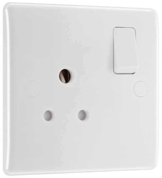 BG 829S White Round Edge 5A 1G Switched Round Pin Socket - westbasedirect.com