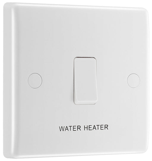 BG 832WH White Round Edge 20A DP Switch marked Water Heater + Cable Outlet - westbasedirect.com