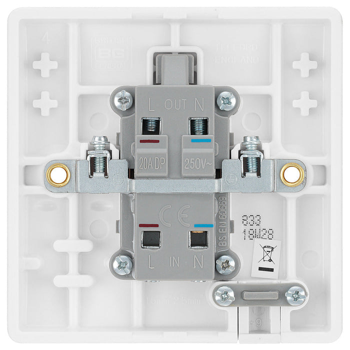 BG 833 White Round Edge 20A DP Switch + Neon + Cable Outlet - westbasedirect.com