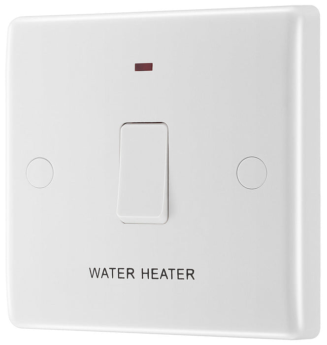BG 833WH White Round Edge 20A DP Switch marked Water Heater + Neon + Cable Outlet - westbasedirect.com