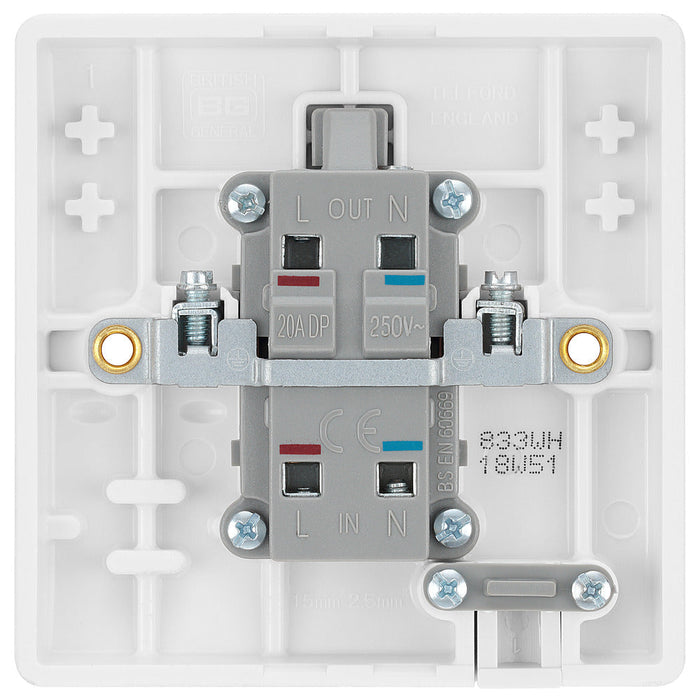 BG 833WH White Round Edge 20A DP Switch marked Water Heater + Neon + Cable Outlet - westbasedirect.com