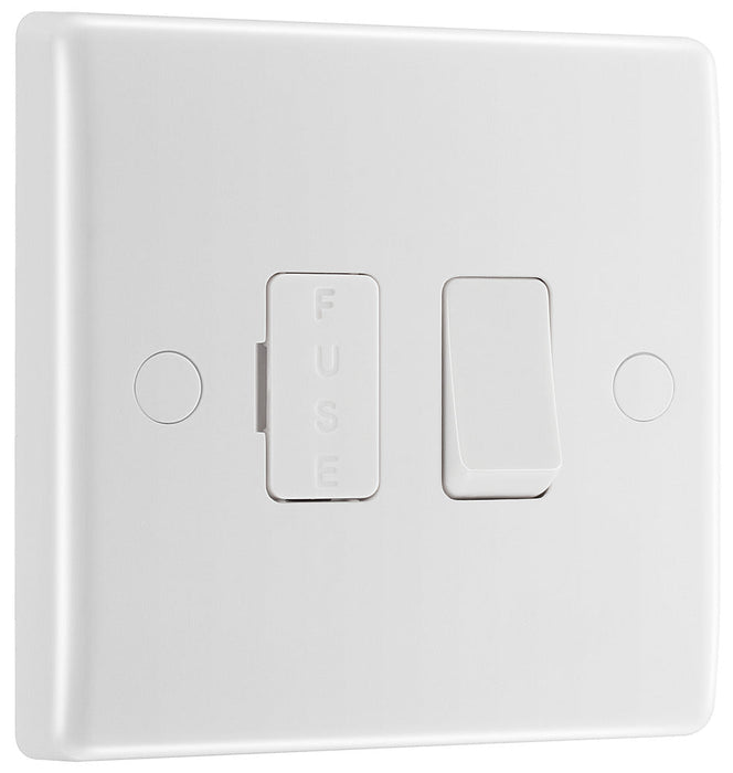 BG 851 White Round Edge Switched Spur + Cable Outlet - westbasedirect.com