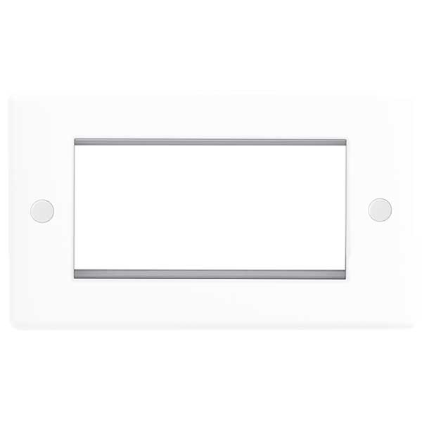 BG 8EMR4 White Round Edge Quad Euro Module Faceplate - westbasedirect.com