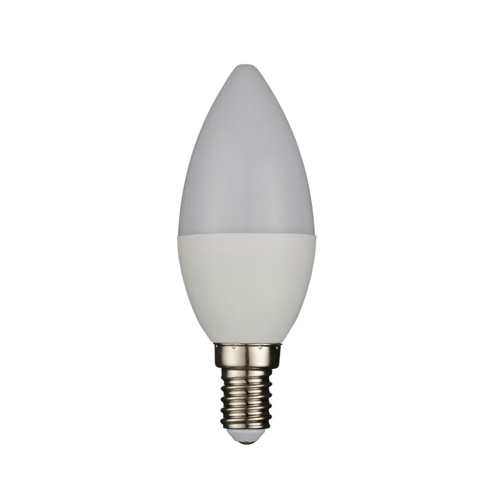 Saxby 90967 E14 LED Candle 5W Opal pc & matt white plastic & bright nickel plate 5W LED E14 Daylight White - westbasedirect.com
