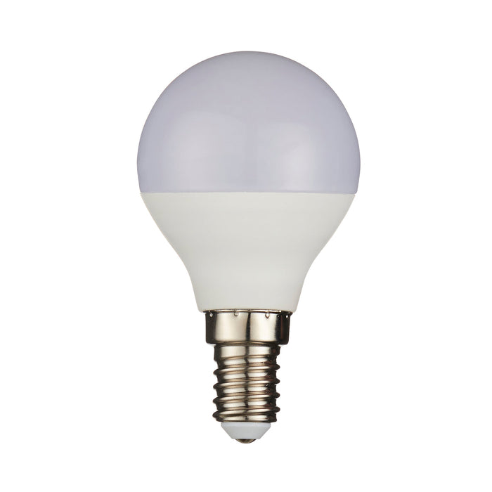 Saxby 90968 E14 LED Golf 5W Opal pc & matt white plastic & bright nickel plate 5W LED E14 Warm White - westbasedirect.com