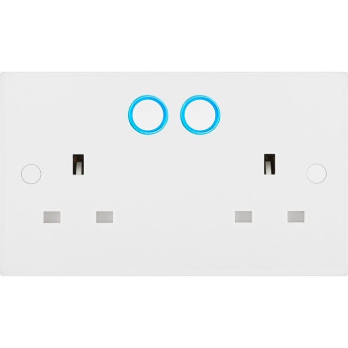 BG 922/HC White Moulded Square Edge Double Switched 13A Power Socket with Smart Home Control - westbasedirect.com