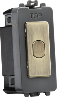 Knightsbridge GDM014AB 1G 1-Way 10-200W 10-100W LED Trailing Edge Dimmer (Press Type) - Antique Brass