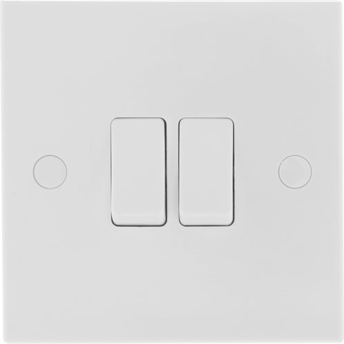 BG 942 White Square Edge Double Light Switch 10A - westbasedirect.com