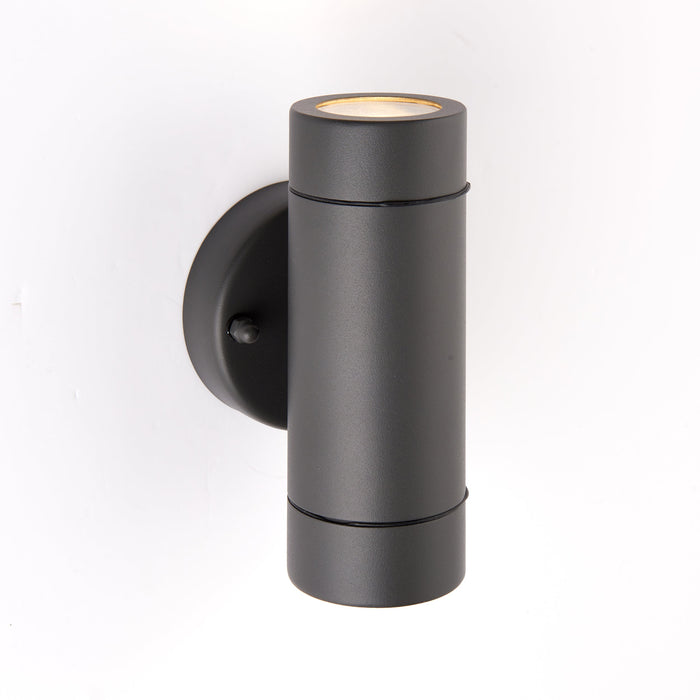 Saxby 94792 Palin 2lt wall IP44 7W Anthracite grey & clear glass 2 x 7W LED GU10 (Required) - westbasedirect.com