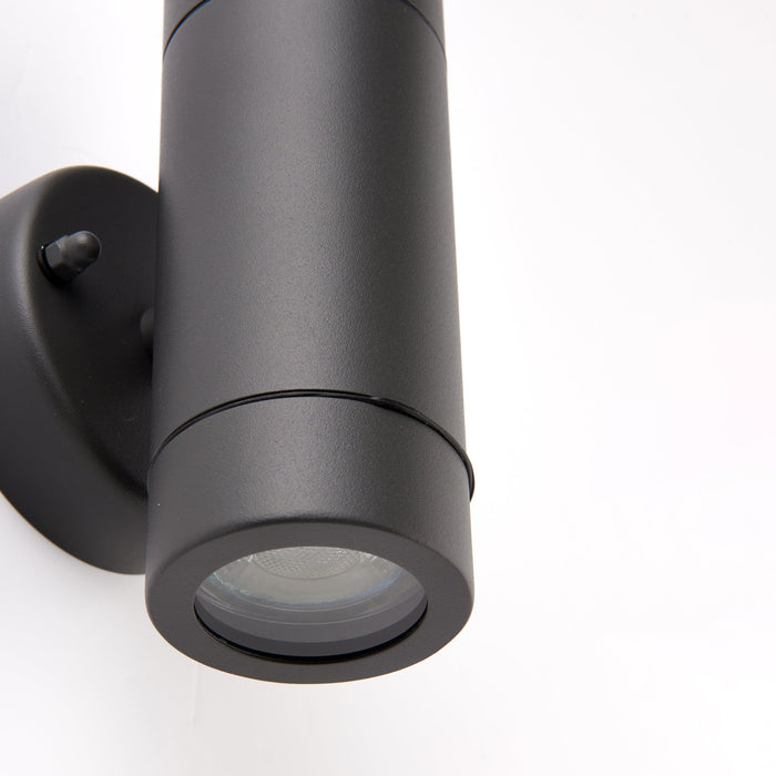 Saxby 94792 Palin 2lt wall IP44 7W Anthracite grey & clear glass 2 x 7W LED GU10 (Required) - westbasedirect.com
