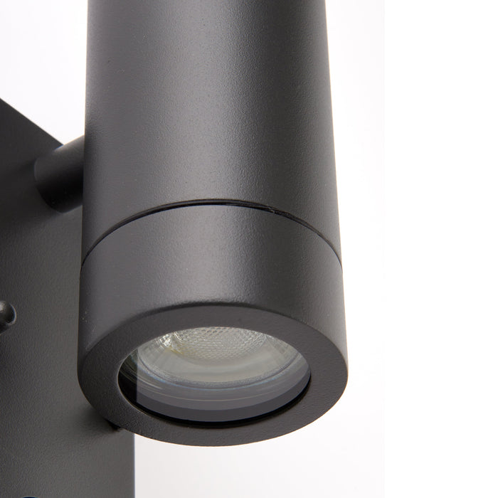 Saxby 94793 Palin PIR 2lt wall IP44 7W Anthracite grey & clear glass 2 x 7W LED GU10 (Required) - westbasedirect.com