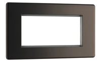 BG FBNEMR4 Flatplate Screwless Quad Euro Module Faceplate - Black Nickel