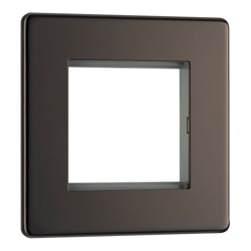 BG FBNEMS2 Flatplate Screwless Twin Euro Module Faceplate - Black Nickel - westbasedirect.com