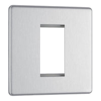 BG FBSEMS1 Flatplate Screwless Single Euro Module Faceplate - Brushed Steel