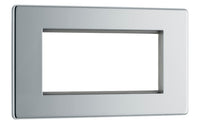 BG FPCEMR4 Flatplate Screwless Quad Euro Module Faceplate - Polished Chrome