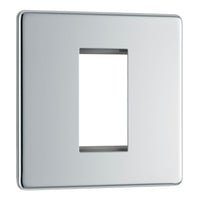 BG FPCEMS1 Flatplate Screwless Single Euro Module Faceplate - Polished Chrome