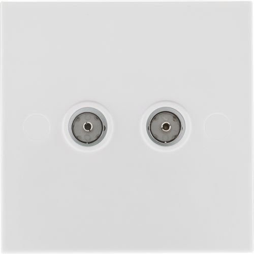 BG 963 White Square Edge Isolated Double TV Aerial Socket - Grey Insert - westbasedirect.com