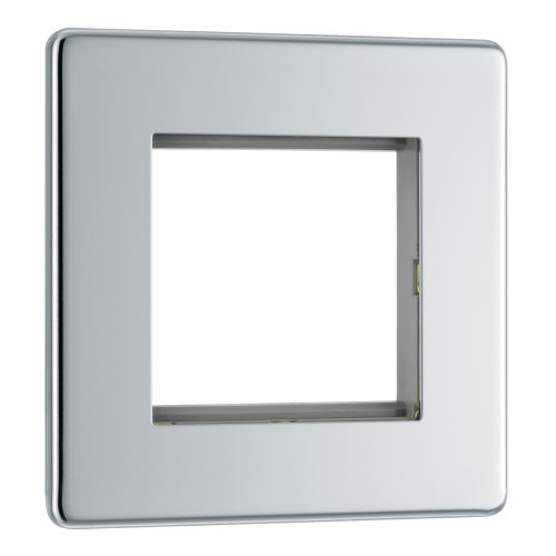 BG FPCEMS2 Flatplate Screwless Twin Euro Module Faceplate - Polished Chrome - westbasedirect.com