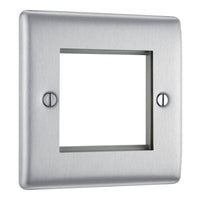 BG NBSEMS2 Nexus Metal Twin Euro Module Faceplate - Brushed Steel