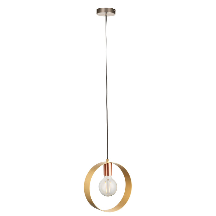 Endon 97664 Hoop 1lt Pendant Brushed brass, nickel & copper plate 10W LED E27 (Required) - westbasedirect.com