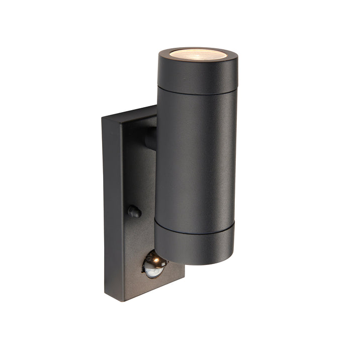 Saxby 97822 Odyssey PIR 2lt wall IP44 7W Satin black paint & clear glass 2 x 7W LED GU10 (Required) - westbasedirect.com
