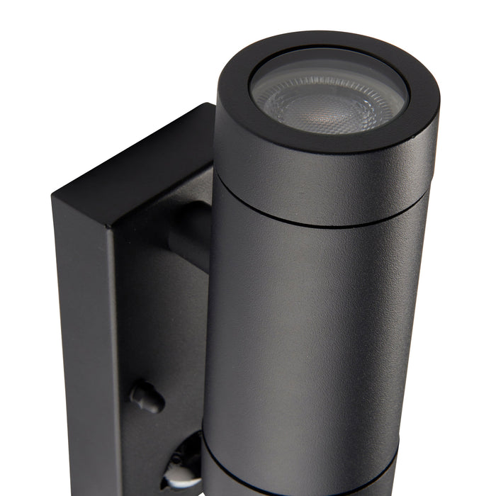 Saxby 97822 Odyssey PIR 2lt wall IP44 7W Satin black paint & clear glass 2 x 7W LED GU10 (Required) - westbasedirect.com