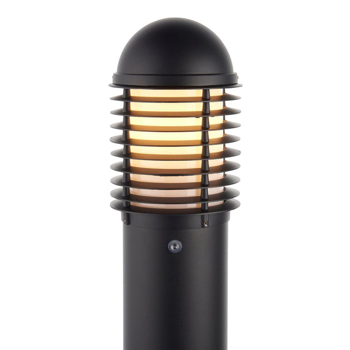 Saxby 97853 Louvre Photocell bollard IP44 15W Matt black paint & opal pc 15W LED E27 (Required) - westbasedirect.com