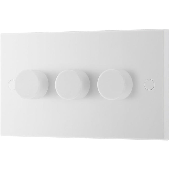 BG 983 White Square Edge 2-Way Triple Trailing Edge Dimmer Push On/Off - westbasedirect.com