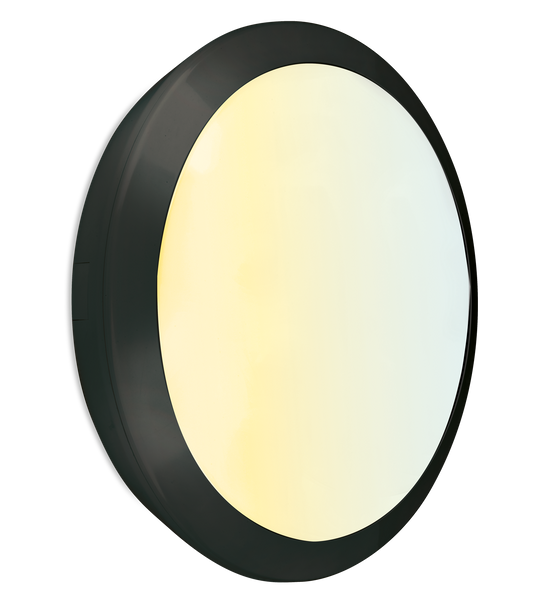 Aurora OrbitalCWS AU-BH28CWSBLK 230V 15/22/28W LED IP66 Round Bulkhead Black 3000/4000/6500K - westbasedirect.com
