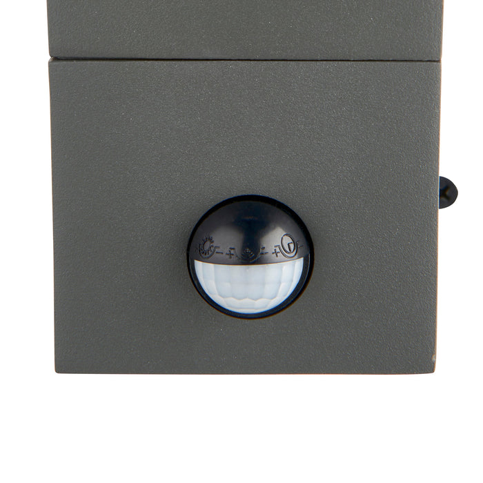 Saxby 99549 Lantern pIR IP44 7W Textured grey paint & opal pc 7W LED GU10 (Required) - westbasedirect.com