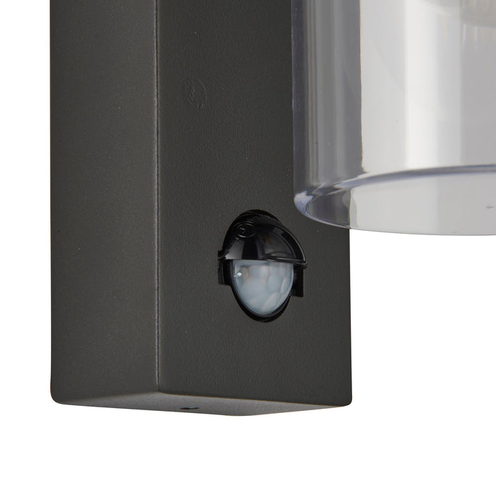 Saxby 99756 Hayden PIR IP44 15W Anthracite grey & clear pc 15W LED E27 (Required) - westbasedirect.com
