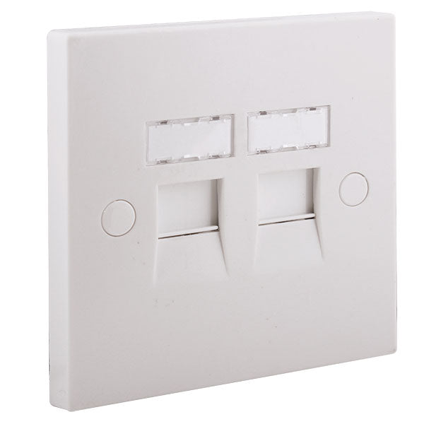 BG 9RJ45/2 White Square Edge RJ45 Double Data Outlet Socket (Screw) - westbasedirect.com