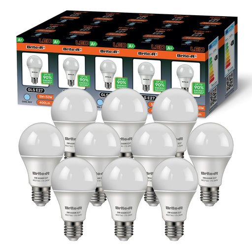 Brite-R 5W E27 ES GLS LED Bulb Cool White 6500K (10 Pack) - westbasedirect.com