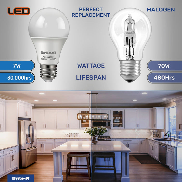Brite-R 7W E27 ES GLS LED Bulb Warm White 3000K - westbasedirect.com