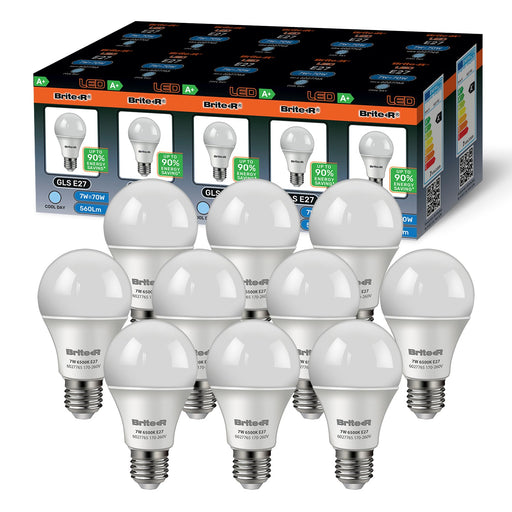 Brite-R 7W E27 ES GLS LED Bulb Cool White 6500K (10 Pack) - westbasedirect.com
