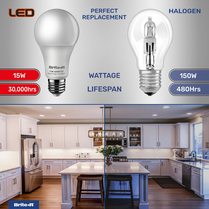 Brite-R 15W E27 ES GLS LED Bulb Warm White 3000K - westbasedirect.com