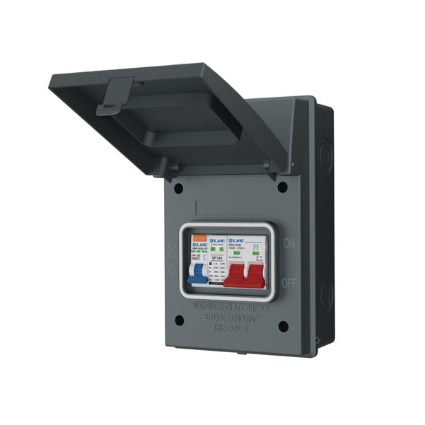LIVE Electrical AGU4-SR/G 4 Way IP65 Grey Metal Garage/EV Charging Unit with 100 Main Switch, 40A Type A SP RCBO B Curve & 20/40kA DP Type 2 SPD