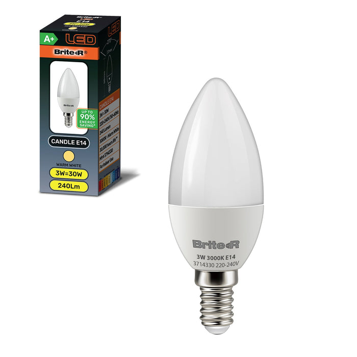 Brite-R 3W E14 SES Candle LED Bulb Warm White 3000K - westbasedirect.com