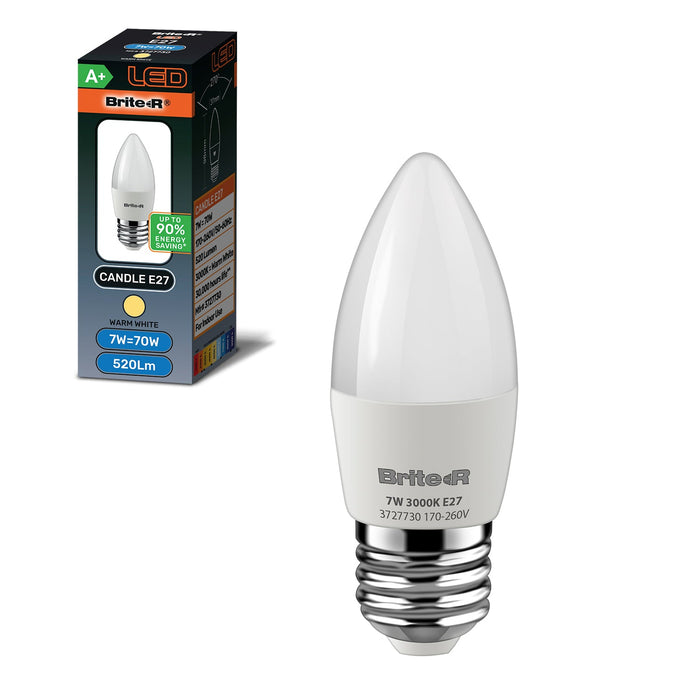 Brite-R 7W E27 ES Candle LED Bulb Warm White 3000K - westbasedirect.com