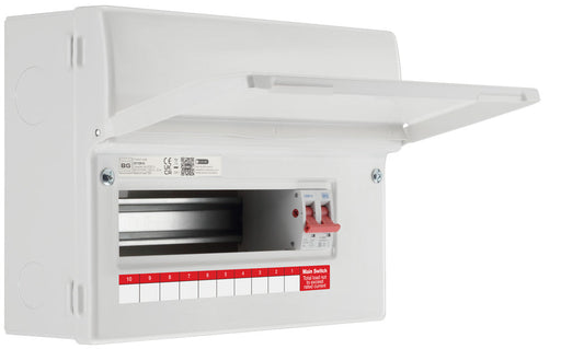 BG Fortress CF12M10 12 Module 10 Way Unpopulated Metal Consumer Unit with 100A Main Switch - westbasedirect.com