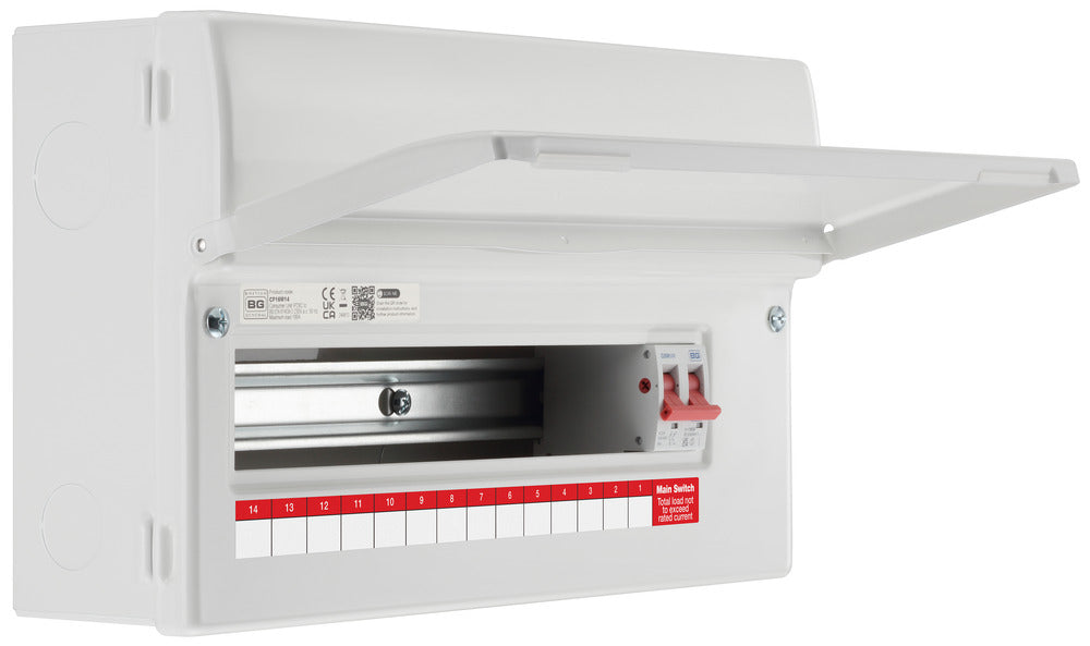 BG Fortress CF16M14 16 Module 14 Way Unpopulated Metal Consumer Unit with 100A Main Switch - westbasedirect.com