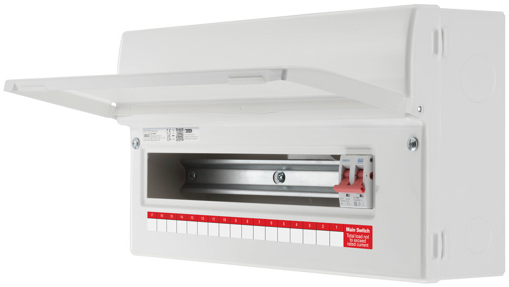 BG Fortress CF19M17 19 Module 17 Way Unpopulated Metal Consumer Unit with 100A Main Switch - westbasedirect.com