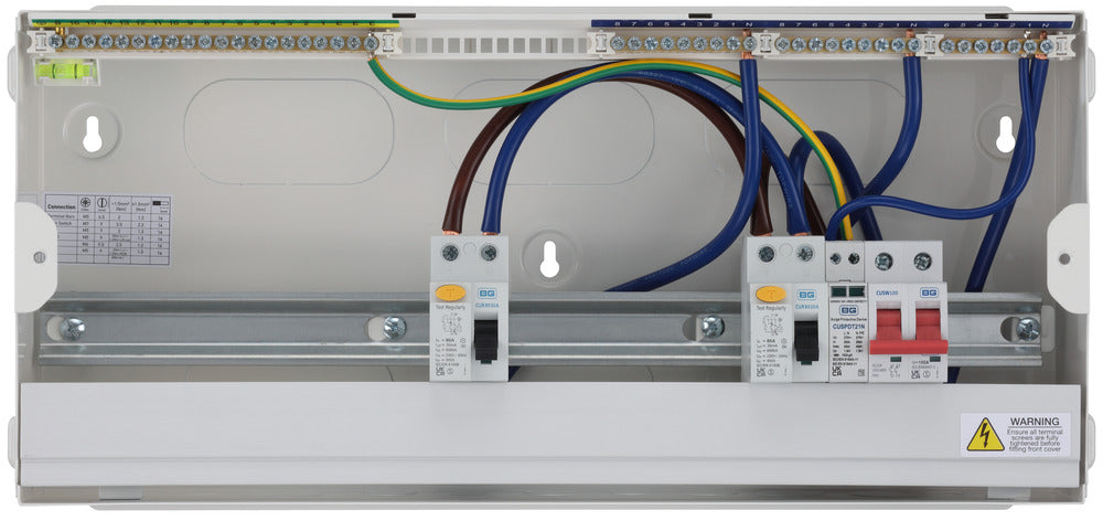 BG Fortress CF22D88S15 22 Module 15 Way Unpopulated Dual RCD Consumer Unit with 100A Main Switch, 2x 80A Type A 30mA RCD & 1x SPD - westbasedirect.com